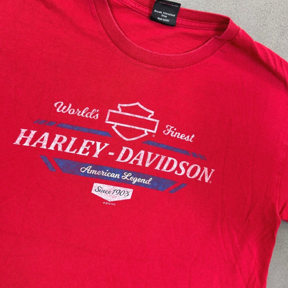 Harley-Davidson Shirt Men M Red Great South Newnan GA American Legend Biker Tee